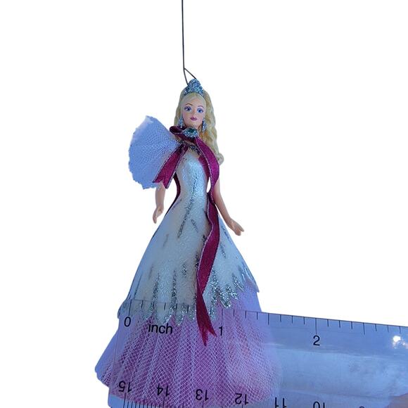 Vintage Barbie Christmas Ornament in White Gown with Tiara 2005s Mattel - Picture 8 of 10